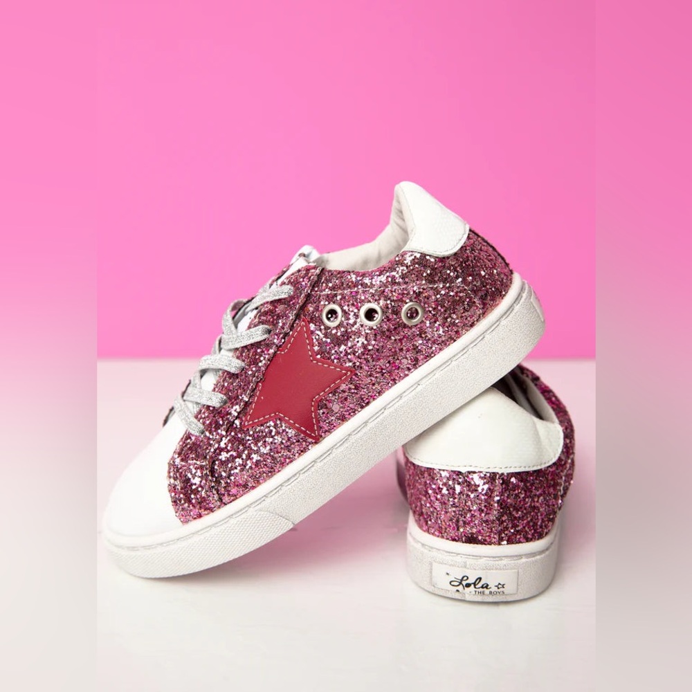 Lola + The Boys Glitter Star Sneaker - Pink (Walker Size 5.5M) - Toddler Shoes